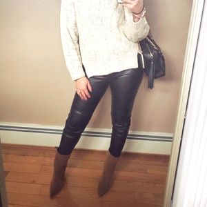 H&M faux leather pull on zip ankle pants sz 6